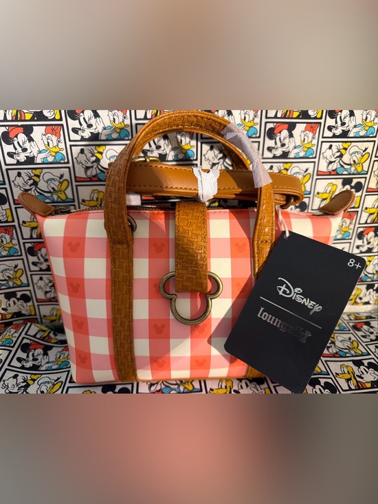Disney Handbags - Loungefly Disney Mickey Mouse Gingham Picnic Basket Crossbody/Purse Bag, NWT